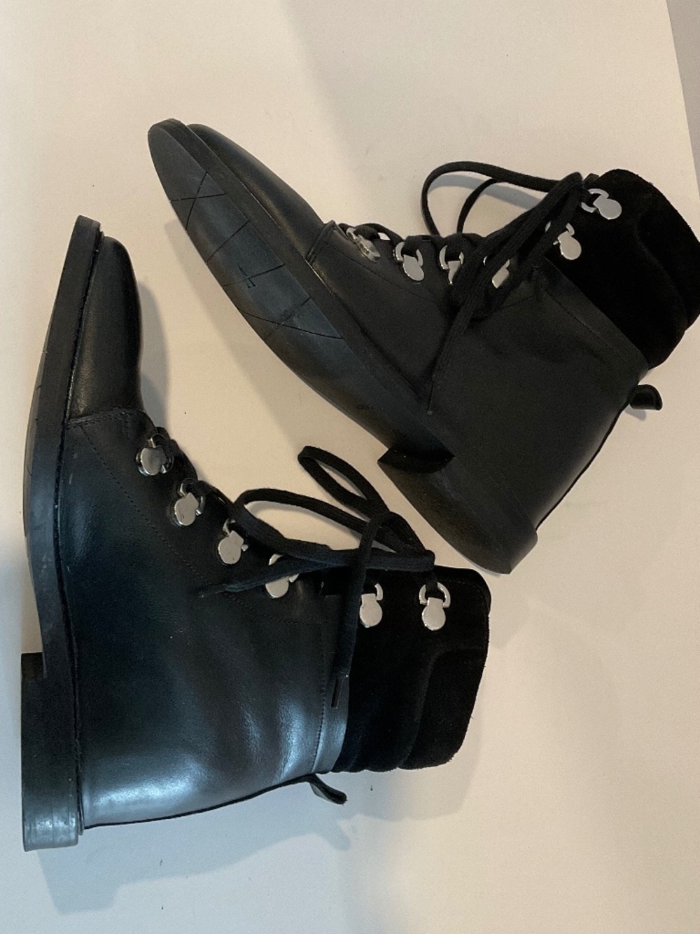 AQUATALIA Italy Clarisa Round Toe Leather/Suede Collar Booties Black Size 7.5 - Picture 9 of 13